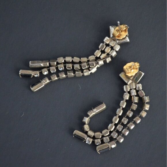 Vintage Art Deco Style Rhinestone Dangle Earrings - Picture 3 of 3